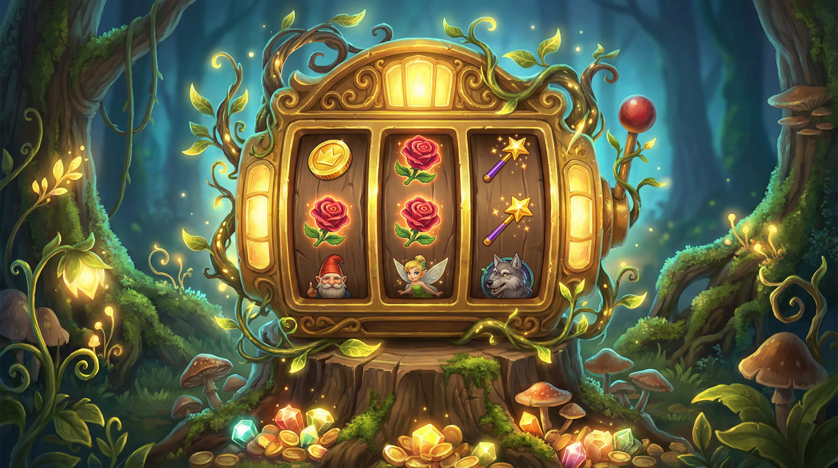 Caça-níqueis mágico com símbolos encantados no Stakebet